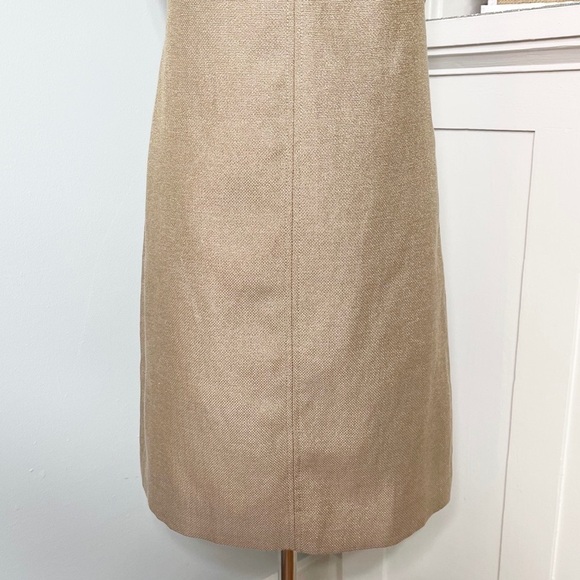 Talbots Gold Metallic Linen V Neck Sleeveless Sheath Dress 6 Small - Picture 4 of 10